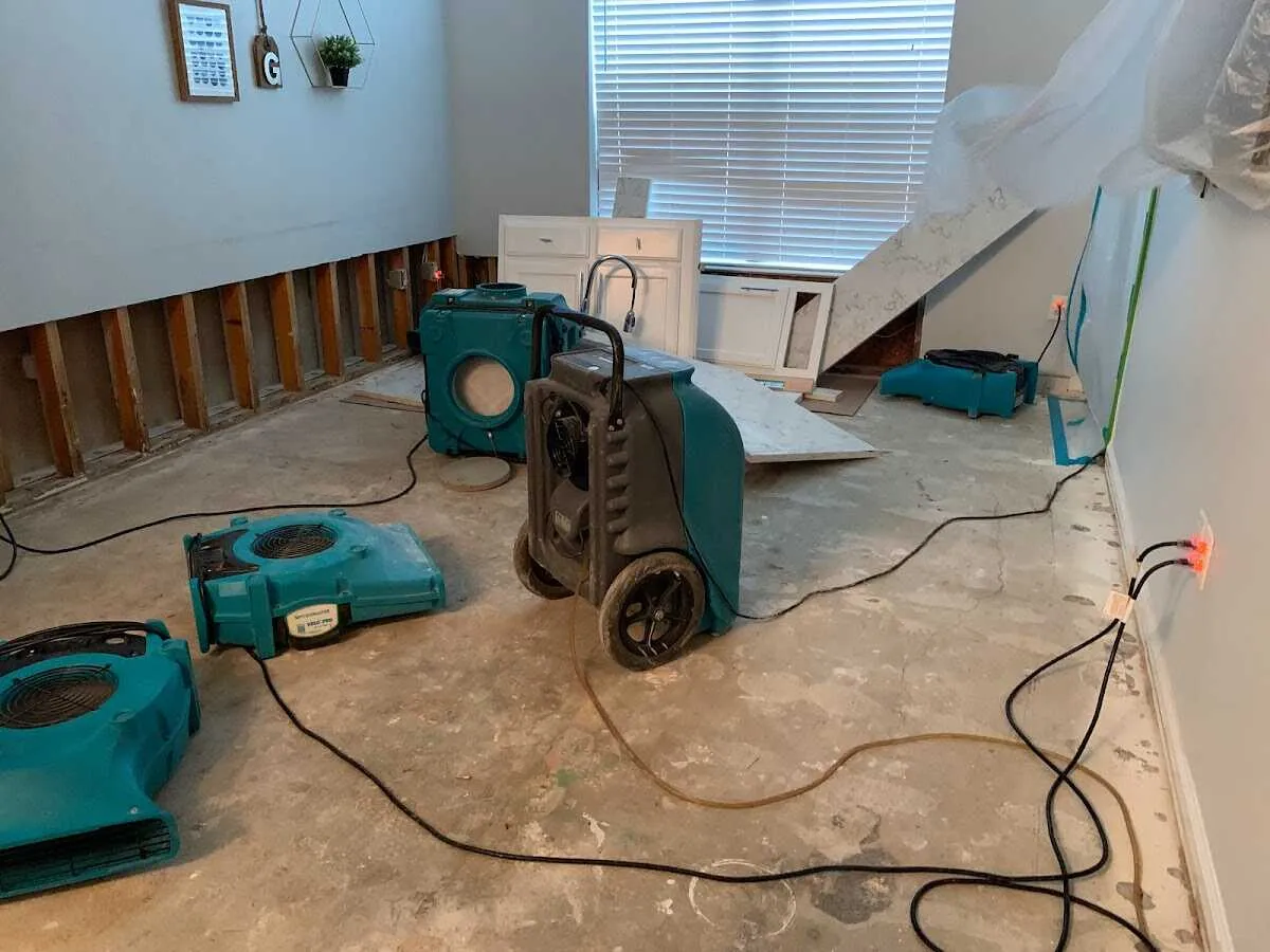 Dehumidifier in flood-cut room for Water Extraction & Removal in Plumas Lake